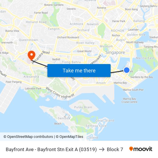 Bayfront Ave - Bayfront Stn Exit A (03519) to Block 7 map