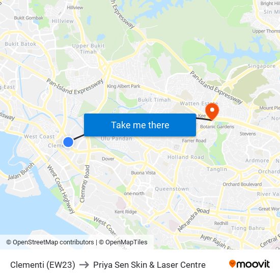 Clementi (EW23) to Priya Sen Skin & Laser Centre map