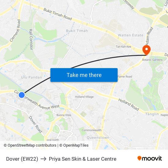 Dover (EW22) to Priya Sen Skin & Laser Centre map
