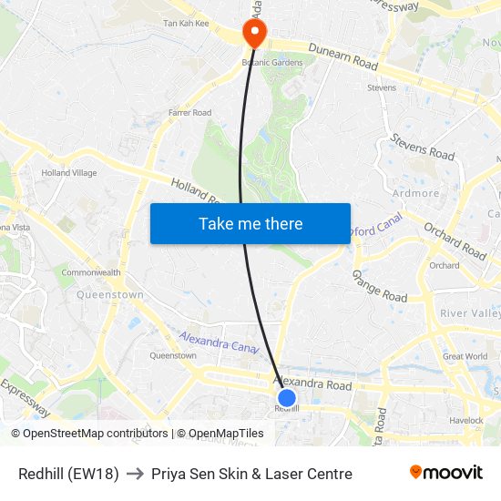 Redhill (EW18) to Priya Sen Skin & Laser Centre map