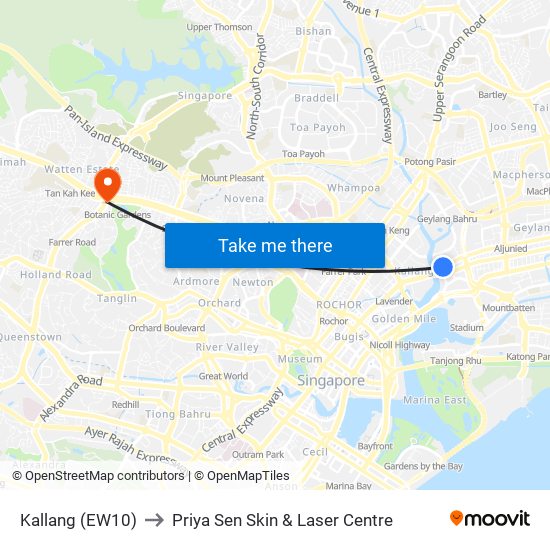 Kallang (EW10) to Priya Sen Skin & Laser Centre map