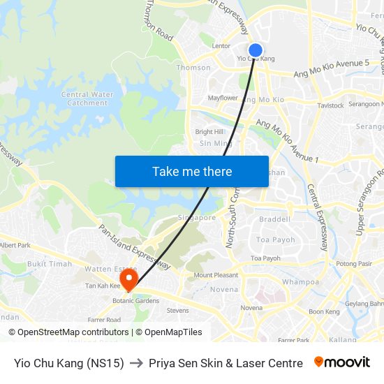 Yio Chu Kang (NS15) to Priya Sen Skin & Laser Centre map