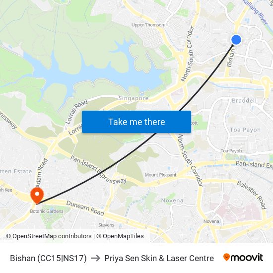 Bishan (CC15|NS17) to Priya Sen Skin & Laser Centre map