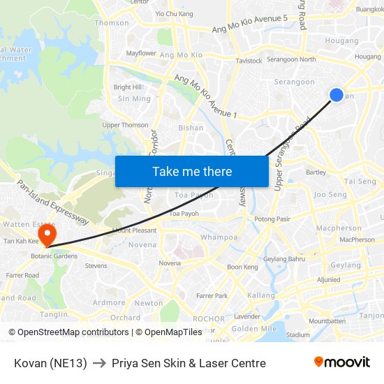 Kovan (NE13) to Priya Sen Skin & Laser Centre map