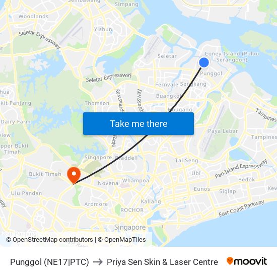 Punggol (NE17|PTC) to Priya Sen Skin & Laser Centre map