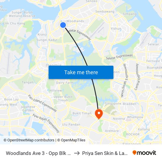 Woodlands Ave 3 - Opp Blk 402 (46499) to Priya Sen Skin & Laser Centre map