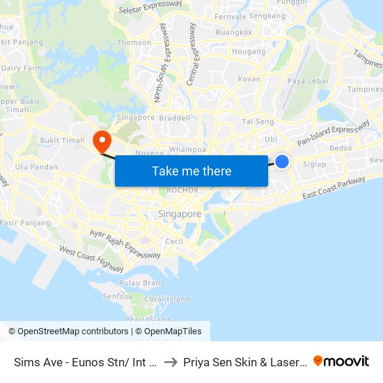 Sims Ave - Eunos Stn/ Int (82061) to Priya Sen Skin & Laser Centre map