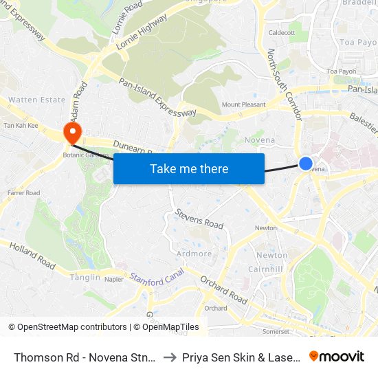 Thomson Rd - Novena Stn (50038) to Priya Sen Skin & Laser Centre map