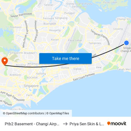 Ptb2 Basement - Changi Airport Ter 2 (95129) to Priya Sen Skin & Laser Centre map