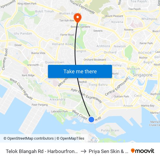 Telok Blangah Rd - Harbourfront Stn/Vivocity (14141) to Priya Sen Skin & Laser Centre map