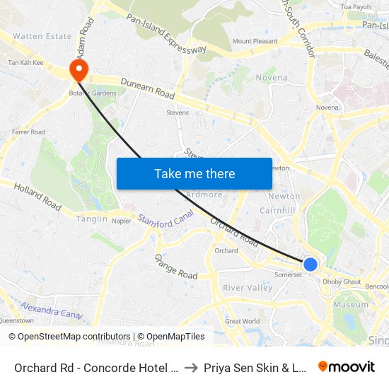 Orchard Rd - Concorde Hotel S'Pore (08138) to Priya Sen Skin & Laser Centre map