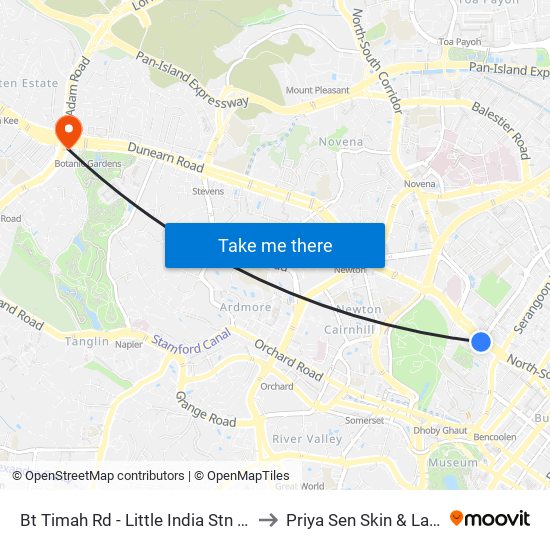 Bt Timah Rd - Little India Stn Exit A (40011) to Priya Sen Skin & Laser Centre map
