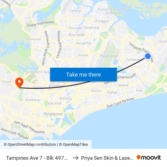 Tampines Ave 7 - Blk 497d (76241) to Priya Sen Skin & Laser Centre map