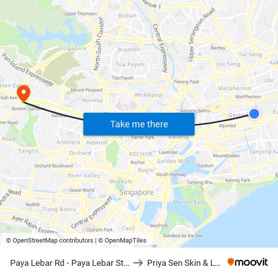 Paya Lebar Rd - Paya Lebar Stn Exit B (81111) to Priya Sen Skin & Laser Centre map