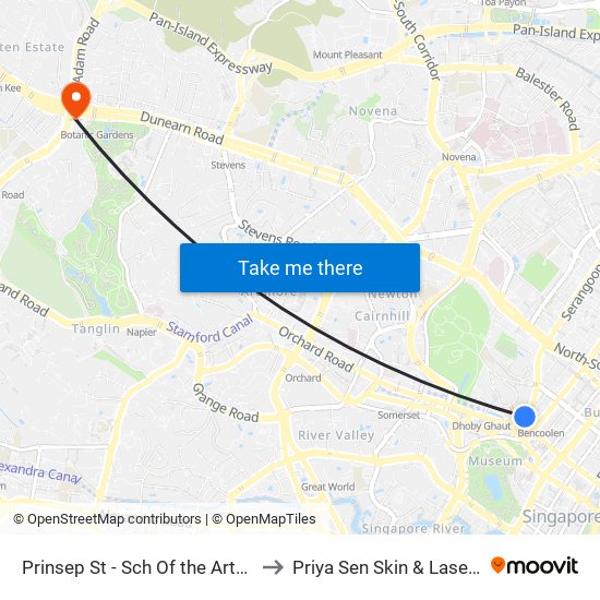 Prinsep St - Sch Of the Arts (08079) to Priya Sen Skin & Laser Centre map