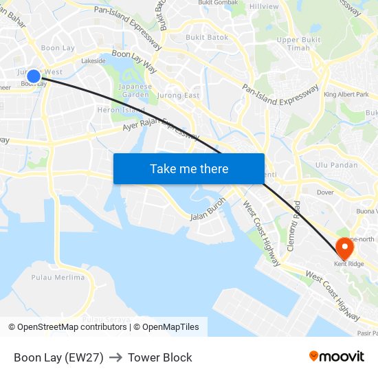 Boon Lay (EW27) to Tower Block map