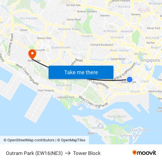 Outram Park (EW16|NE3) to Tower Block map