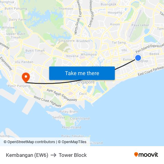 Kembangan (EW6) to Tower Block map