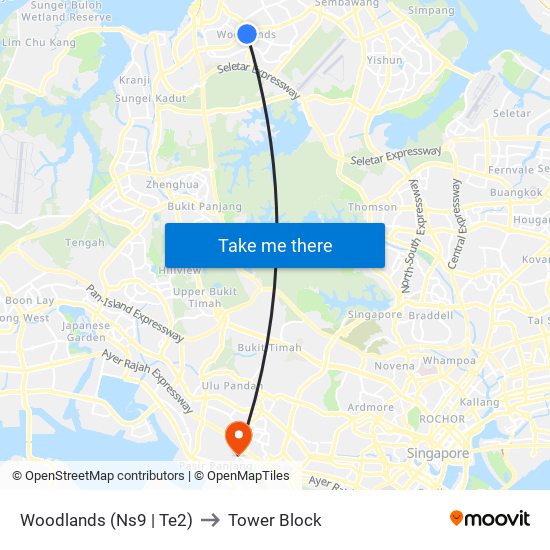 Woodlands (Ns9 | Te2) to Tower Block map