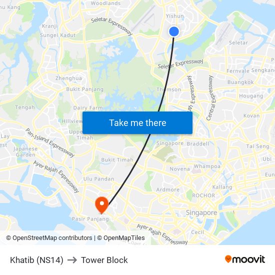 Khatib (NS14) to Tower Block map