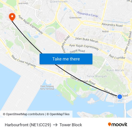 Harbourfront (NE1|CC29) to Tower Block map