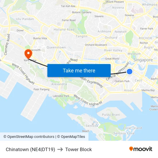 Chinatown (NE4|DT19) to Tower Block map