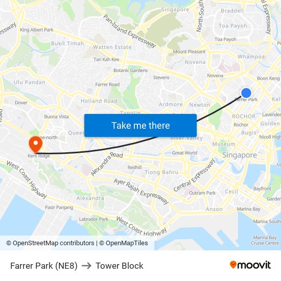 Farrer Park (NE8) to Tower Block map