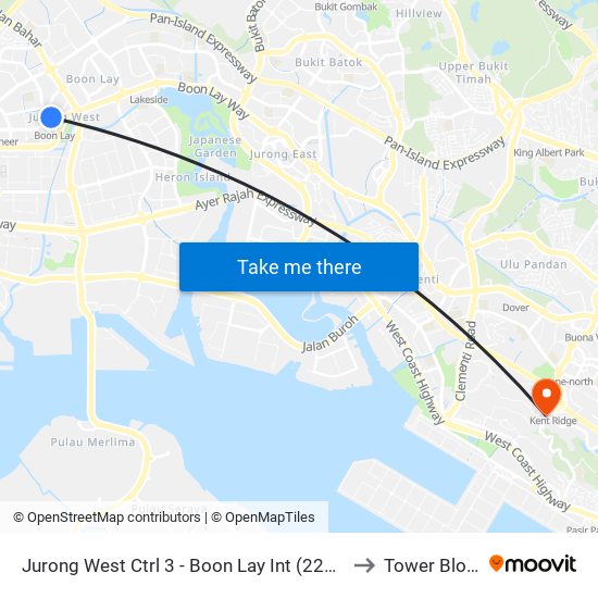 Jurong West Ctrl 3 - Boon Lay Int (22009) to Tower Block map