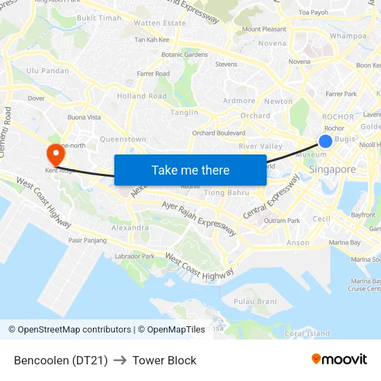 Bencoolen (DT21) to Tower Block map