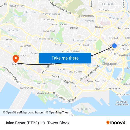 Jalan Besar (DT22) to Tower Block map