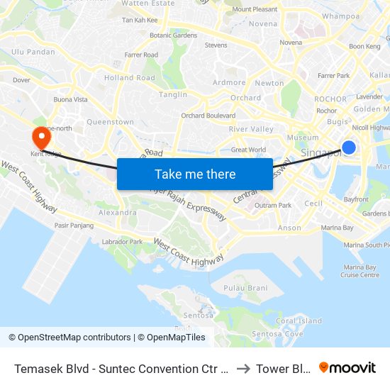 Temasek Blvd - Suntec Convention Ctr (02151) to Tower Block map