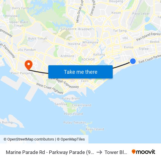 Marine Parade Rd - Parkway Parade (92049) to Tower Block map