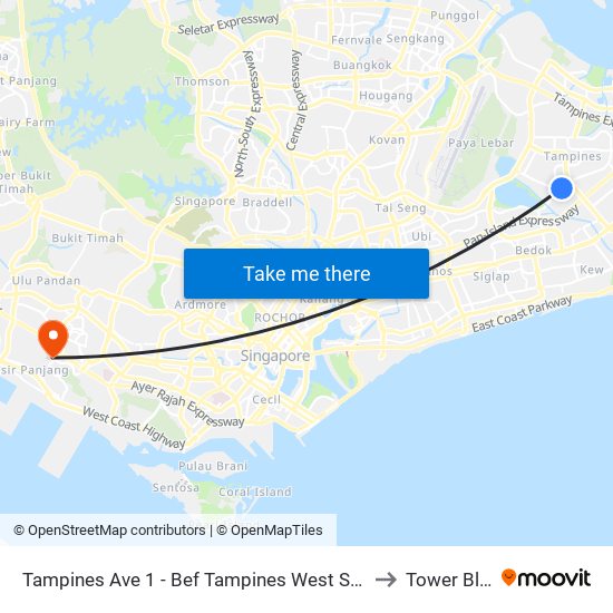 Tampines Ave 1 - Bef Tampines West Stn (75059) to Tower Block map