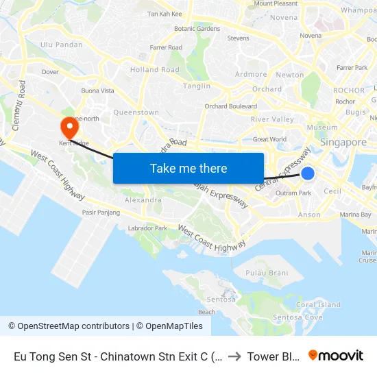 Eu Tong Sen St - Chinatown Stn Exit C (05013) to Tower Block map