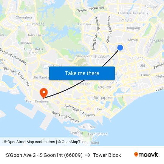 S'Goon Ave 2 - S'Goon Int (66009) to Tower Block map