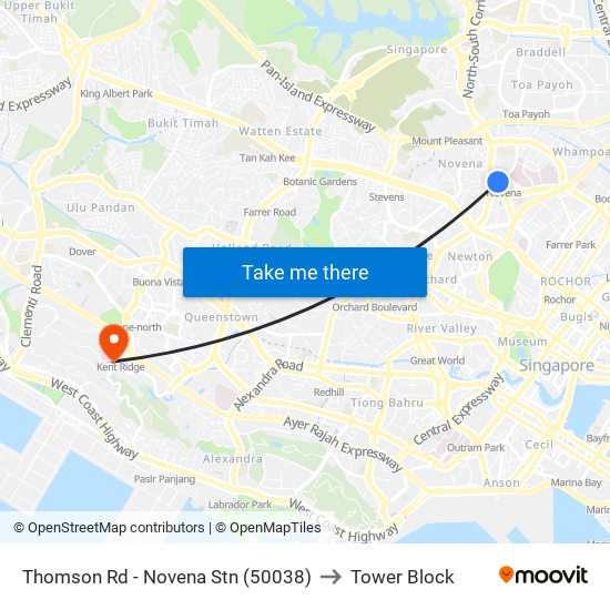 Thomson Rd - Novena Stn (50038) to Tower Block map