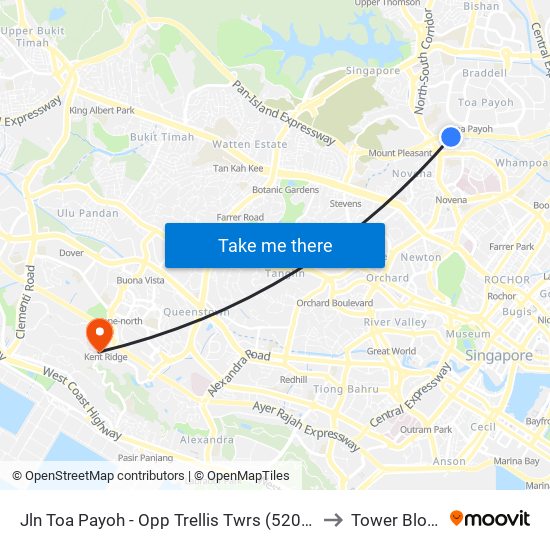 Jln Toa Payoh - Opp Trellis Twrs (52079) to Tower Block map