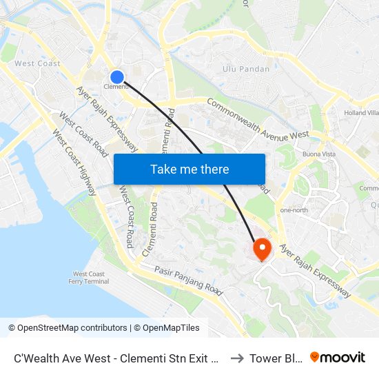 C'Wealth Ave West - Clementi Stn Exit B (17179) to Tower Block map