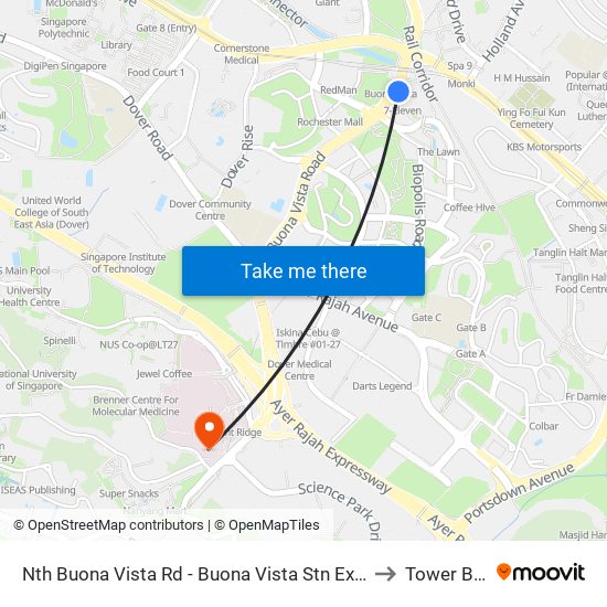 Nth Buona Vista Rd - Buona Vista Stn Exit D (11369) to Tower Block map
