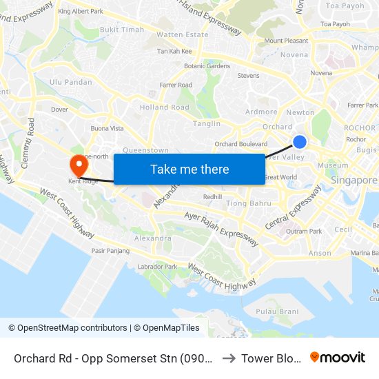 Orchard Rd - Opp Somerset Stn (09038) to Tower Block map