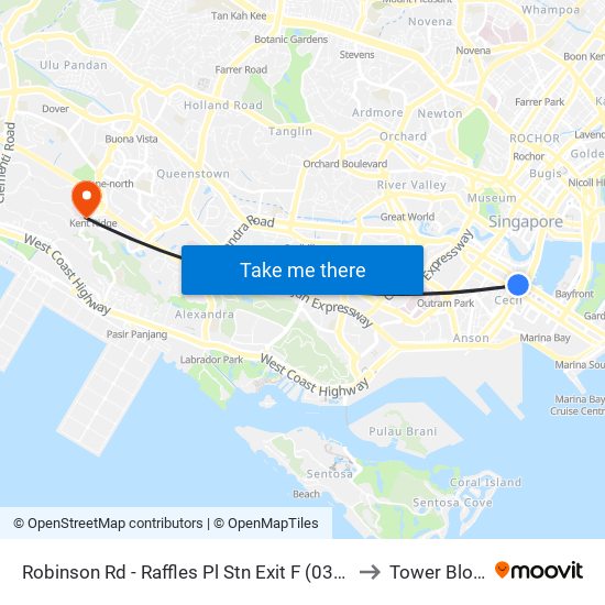 Robinson Rd - Raffles Pl Stn Exit F (03031) to Tower Block map