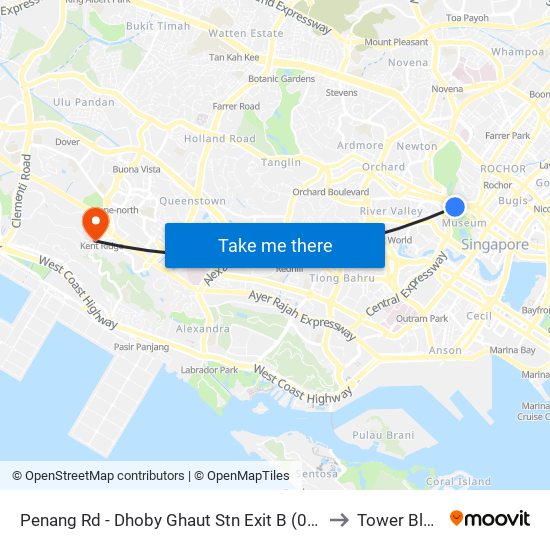 Penang Rd - Dhoby Ghaut Stn Exit B (08031) to Tower Block map