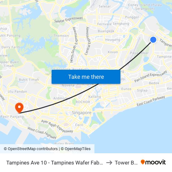 Tampines Ave 10 - Tampines Wafer Fab Pk (75351) to Tower Block map