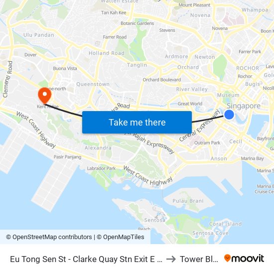 Eu Tong Sen St - Clarke Quay Stn Exit E (04222) to Tower Block map