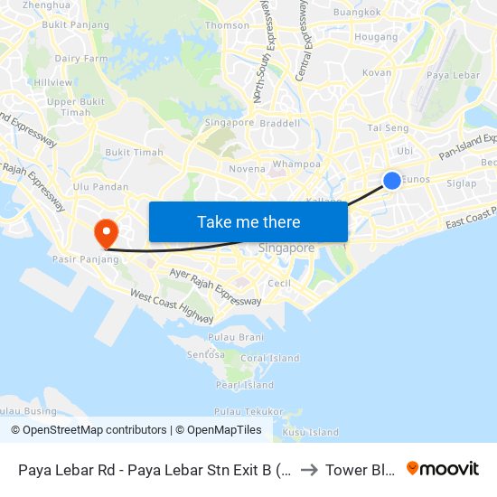 Paya Lebar Rd - Paya Lebar Stn Exit B (81111) to Tower Block map