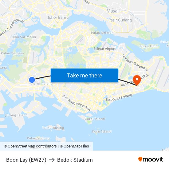 Boon Lay (EW27) to Bedok Stadium map