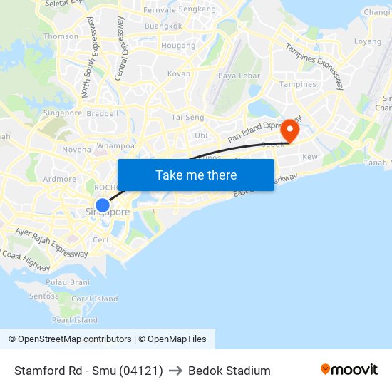 Stamford Rd - Smu (04121) to Bedok Stadium map