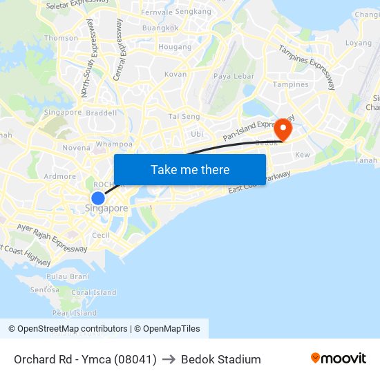 Orchard Rd - Ymca (08041) to Bedok Stadium map