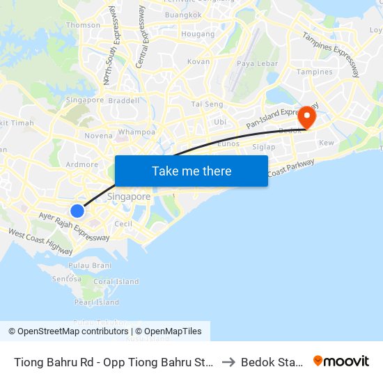 Tiong Bahru Rd - Opp Tiong Bahru Stn (10161) to Bedok Stadium map