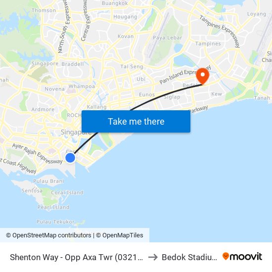 Shenton Way - Opp Axa Twr (03217) to Bedok Stadium map